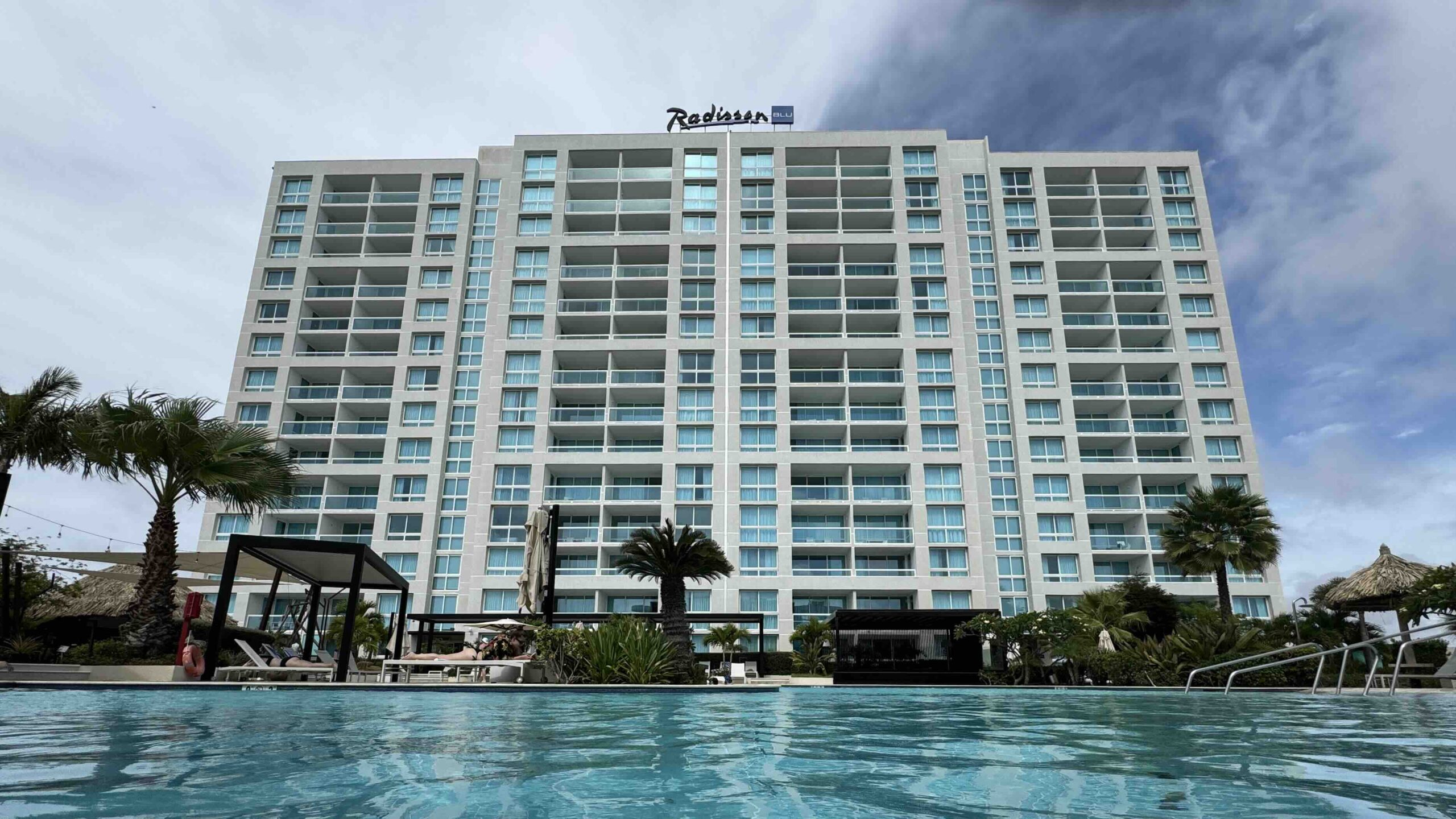 The Radisson Blu Aruba extiero from the pool